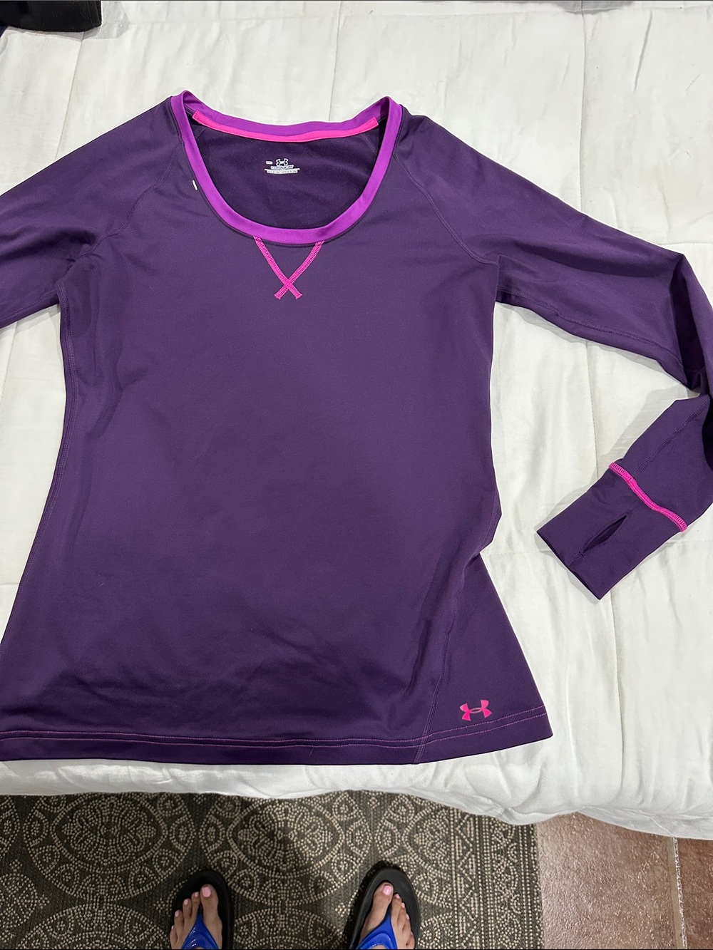 Under Armour Purple Performance Long Sleeve Top with Pink Trim